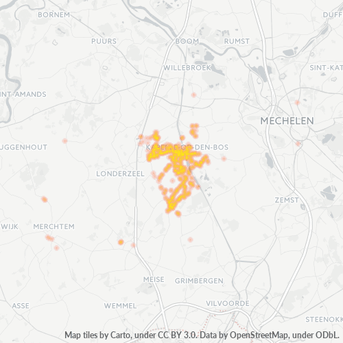 Heatmap voor postcode 1880