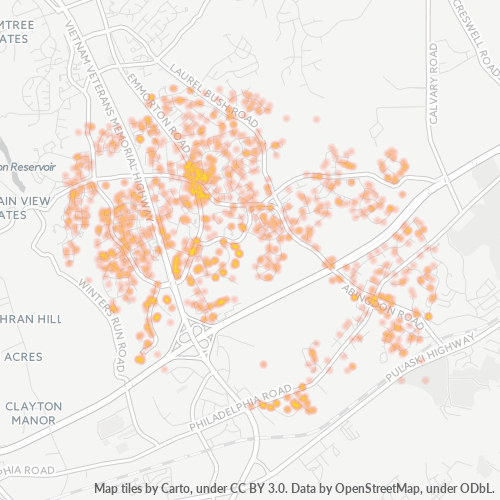 21009 Business Density Heatmap