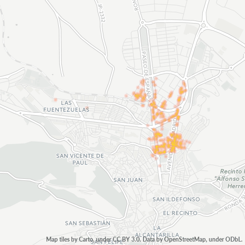 Mapa de calor para código postal 23008