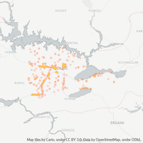 posta kodu 23350 için yoğunluk haritası