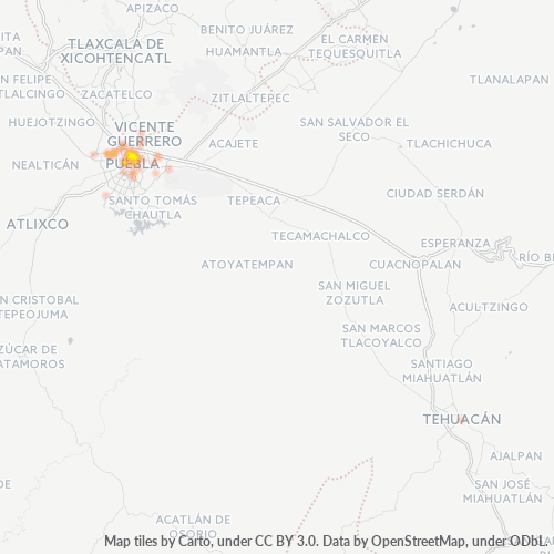 72050 Mapa de calor de densidad empresarial