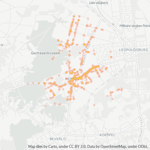 Heatmap voor postcode 3971