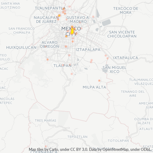 15100 Mapa de calor de densidad empresarial