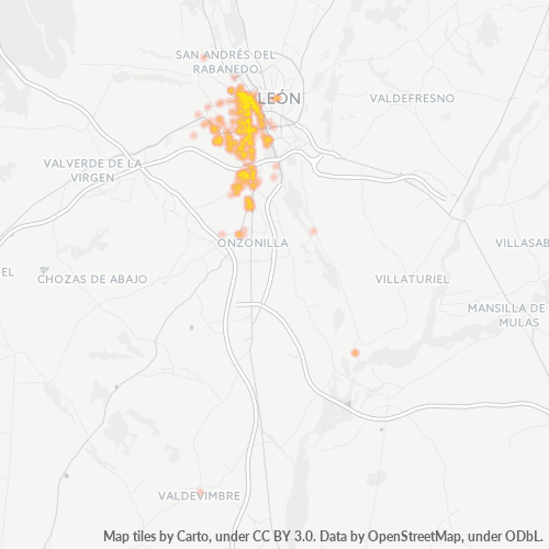 Mapa de calor para código postal 24009