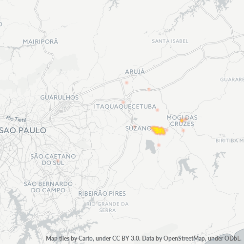 08750-000 Mapa de calor de densidad empresarial