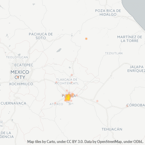 72580 Mapa de calor de densidad empresarial