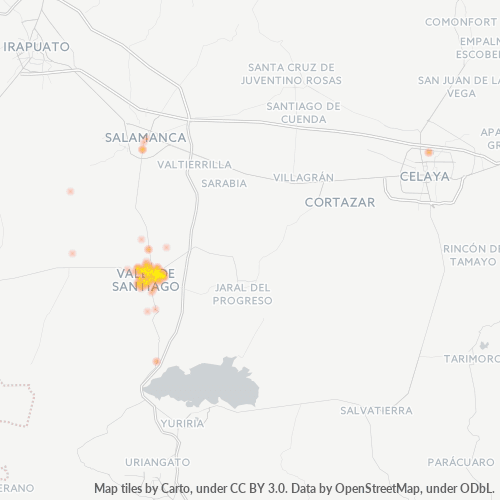 38400 Mapa de calor de densidad empresarial