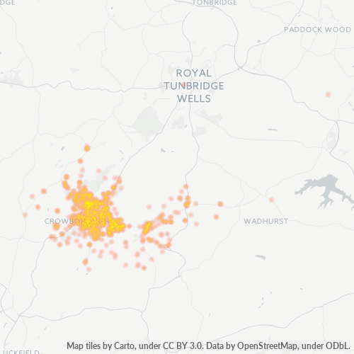 TN6 Business Density Heatmap