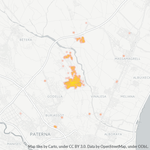 Mapa de calor para código postal 46113