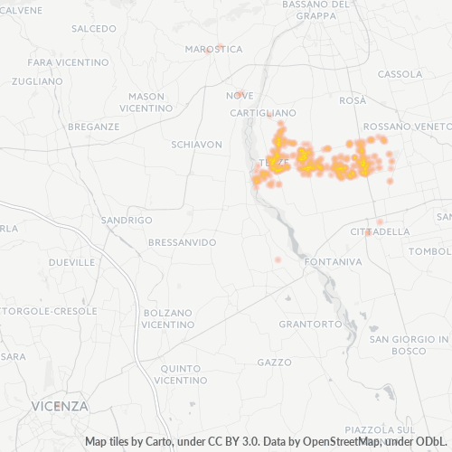 36056 Mappa di concentrazione per la densità di aziende