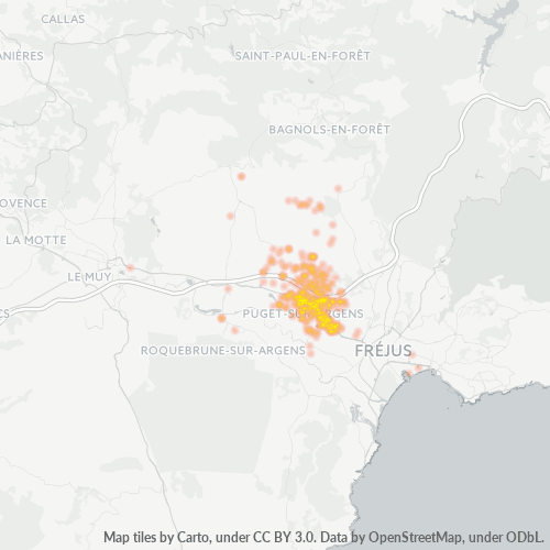Carte de chaleur pour code postal 83480