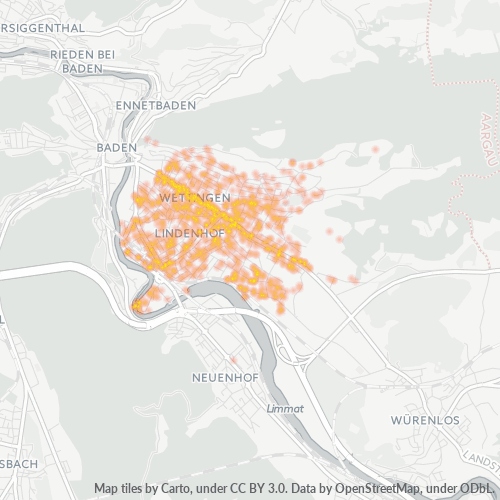 Heatmap für postleitzahl 5430