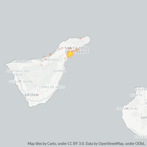 Mapa de calor para código postal 38107
