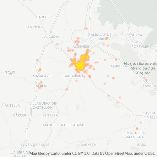 Mapa de calor para código postal 46600