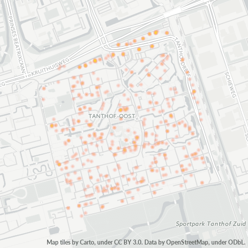 Heatmap voor postcode 2623