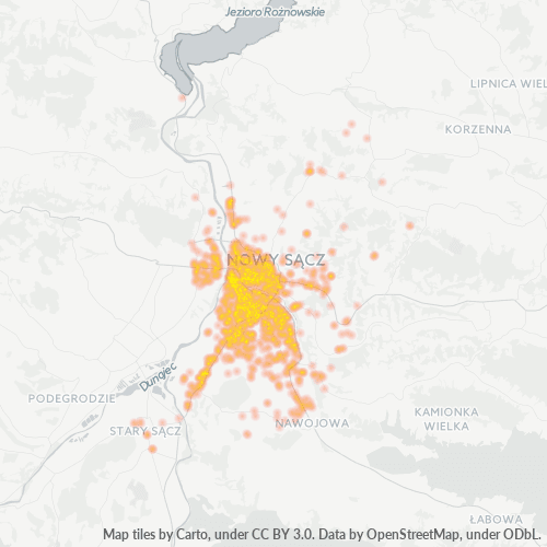 33-300 Mapa intensywności działalności gospodarczej