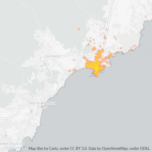 Mapa de calor para código postal 17230