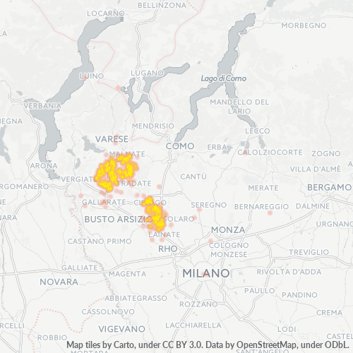 21040 Mappa di concentrazione per la densità di aziende