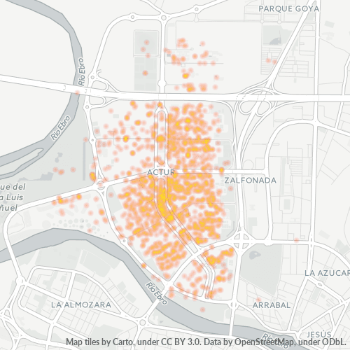 Mapa de calor para código postal 50018