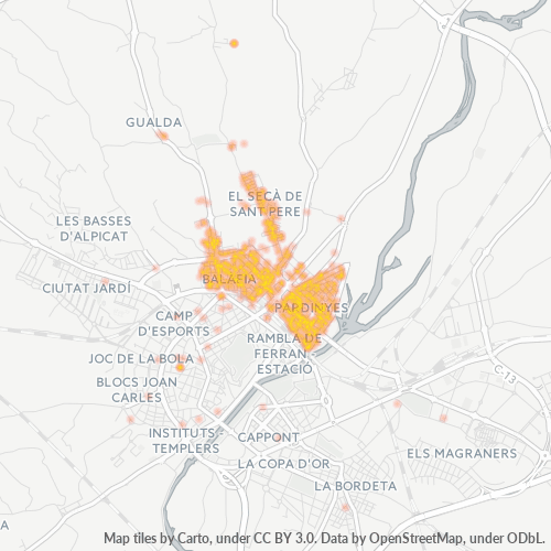 Mapa de calor para código postal 25005