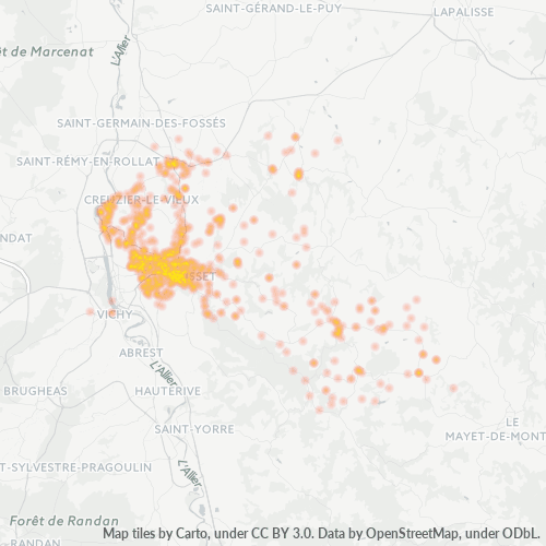Carte de chaleur pour code postal 03300