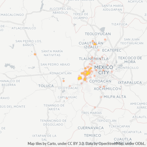 52760 Mapa de calor de densidad empresarial