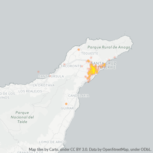 Mapa de calor para código postal 38108