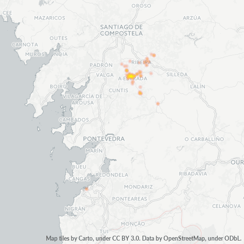 Mapa de calor para código postal 36680