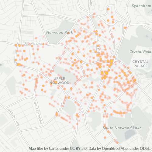 SE19 Business Density Heatmap