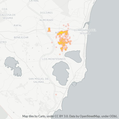 Mapa de calor para código postal 03170