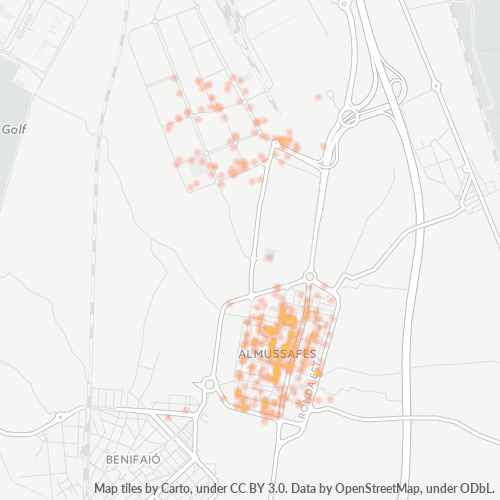 Mapa de calor para código postal 46440