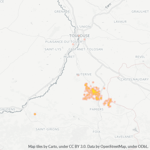 Carte de chaleur pour code postal 09700