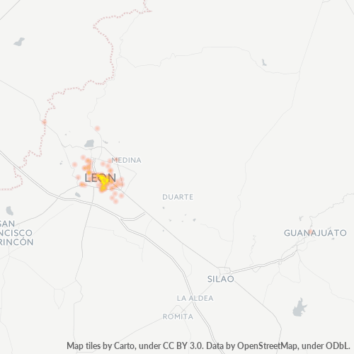 37500 Mapa de calor de densidad empresarial