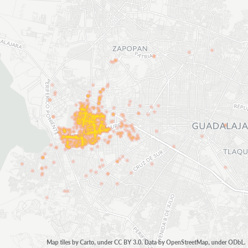 45030 Mapa de calor de densidad empresarial