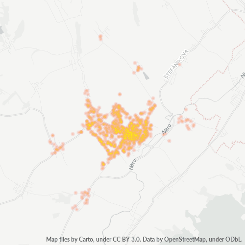 955 01 Teplotná mapa obchodnej hustoty