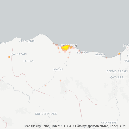 posta kodu 61040 için yoğunluk haritası