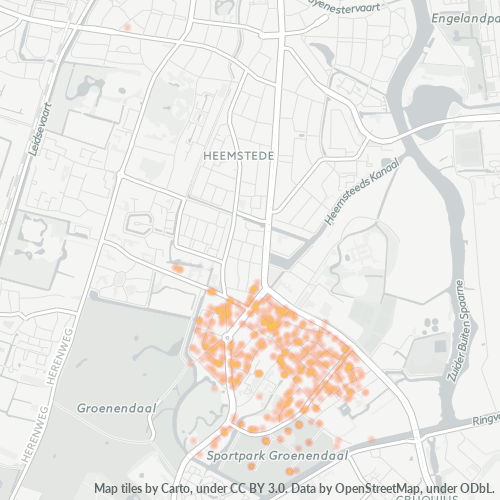 Heatmap voor postcode 2103