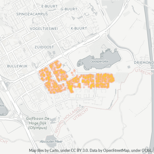Heatmap voor postcode 1106