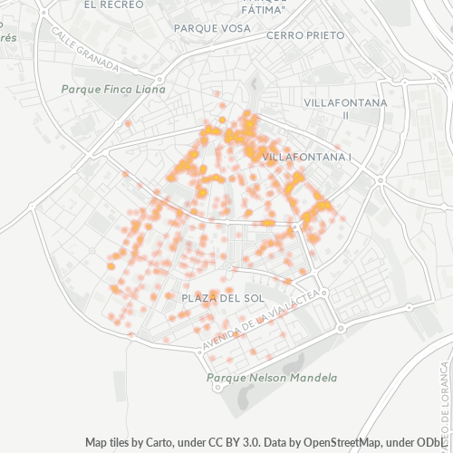 Mapa de calor para código postal 28938