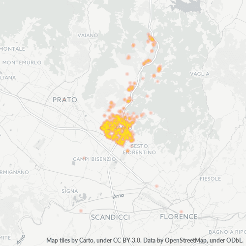 50041 Mappa di concentrazione per la densità di aziende