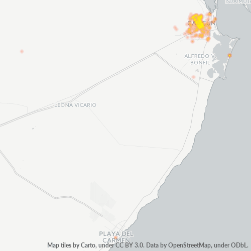 77516 Mapa de calor de densidad empresarial