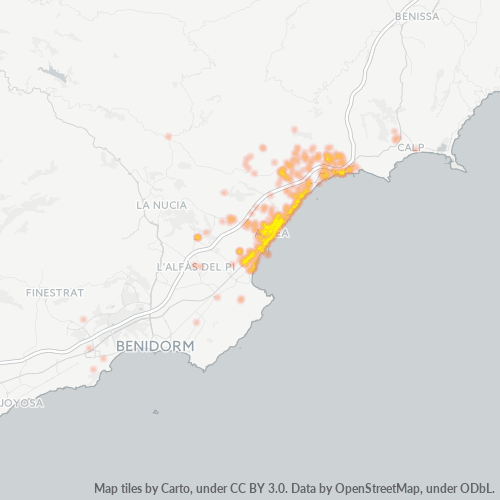 Mapa de calor para código postal 03590