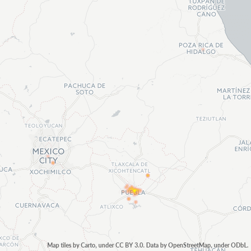 72210 Mapa de calor de densidad empresarial