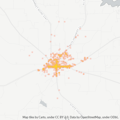 76442 Business Density Heatmap