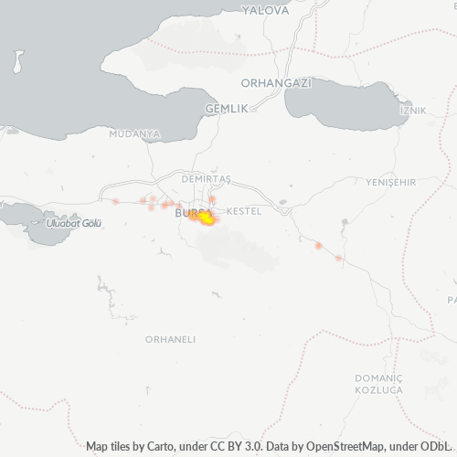 posta kodu 16320 için yoğunluk haritası