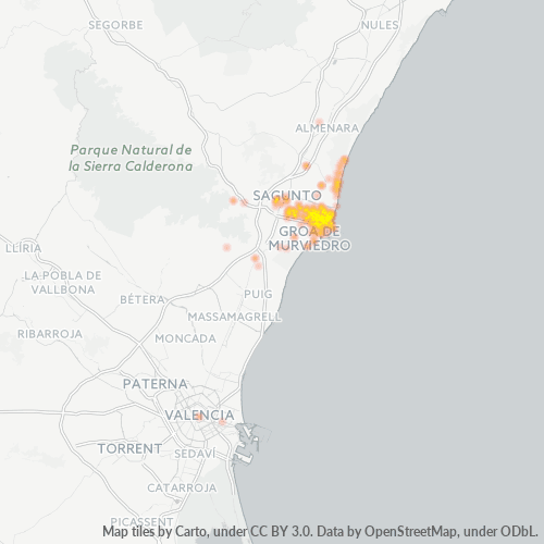 Mapa de calor para código postal 46520