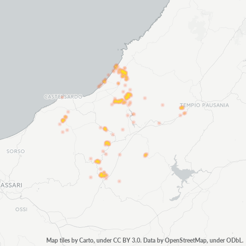07030 Mappa di concentrazione per la densità di aziende