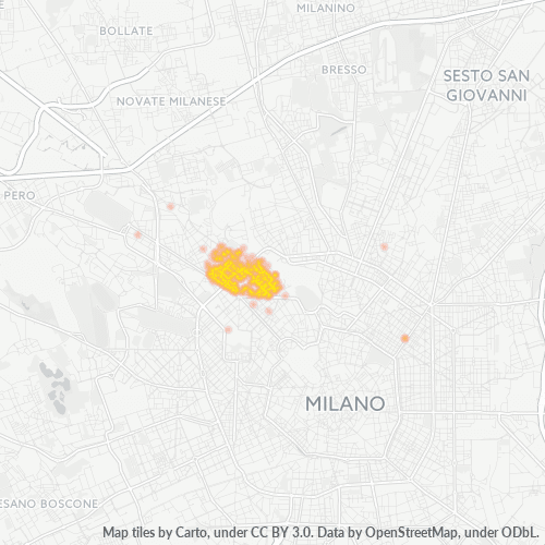 20155 Mappa di concentrazione per la densità di aziende