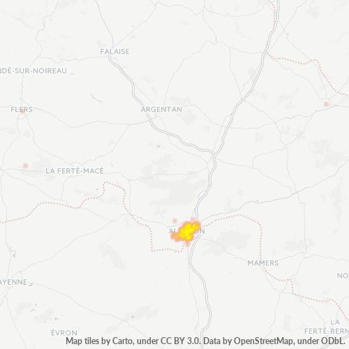 Carte de chaleur pour code postal 61000
