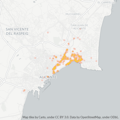Mapa de calor para código postal 03016